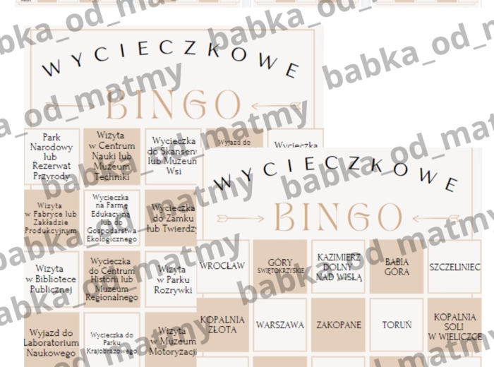 WYCIECZKOWE BINGO - całoroczna zabawa dla całej klasy!