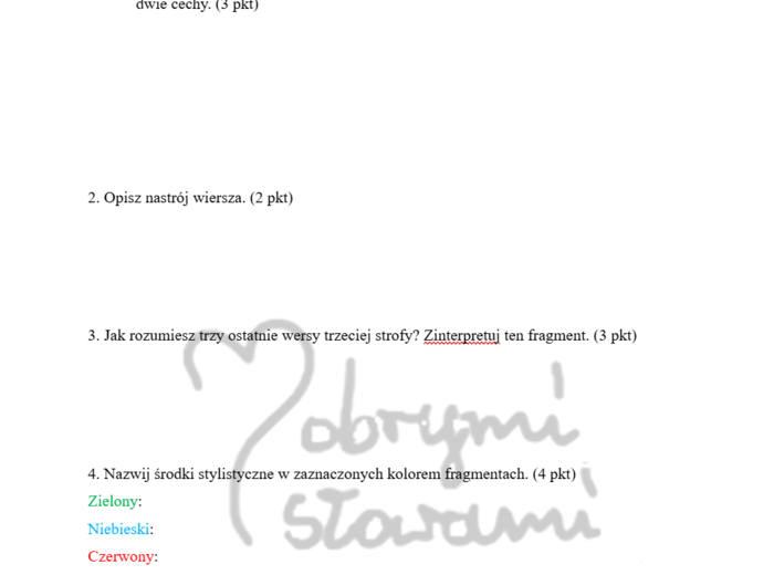 Kryteria sukcesu i sprawdzian z liryki