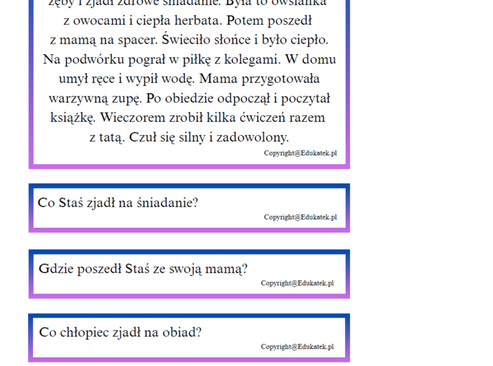 Czytanie ze zrozumieniem-poziom średni