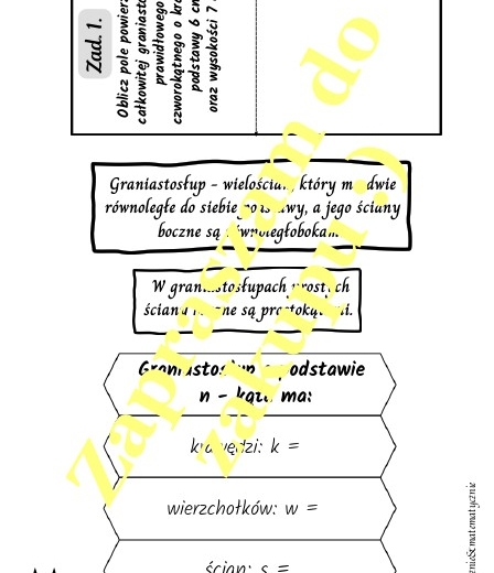 Lapbook Graniastosłupy - propozycja materiałów.