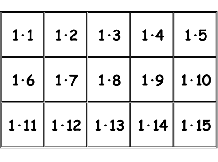Tabliczka mnożenia - memory, fiszki, gra w wojnę