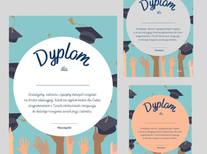 Dyplom uznania dla ucznia, zakończenie roku