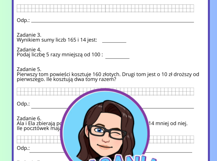 Zadania z treścią- matematyka klasa 3