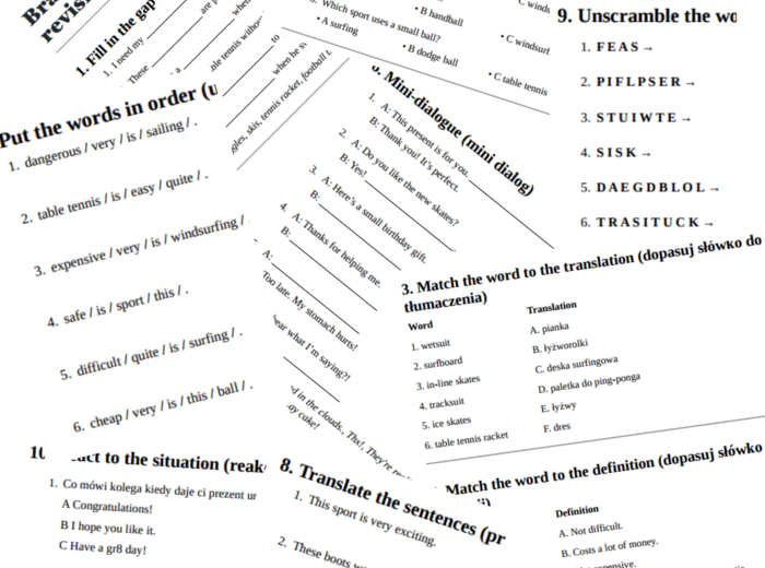 Brainy 5 – Unit 3 – vocabulary revision