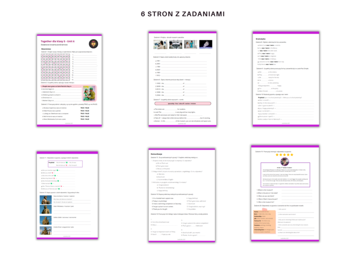 Together dla Klasy 5 Unit 6 Materiały dodatkowe, powtórzenie, ćwiczenia, zadania, karty pracy, język angielski, słownictwo, gramatyka, komunikacja, nazwy zawodów, miesięcy, odczytywanie dat, przeszła forma czasownika być, was were