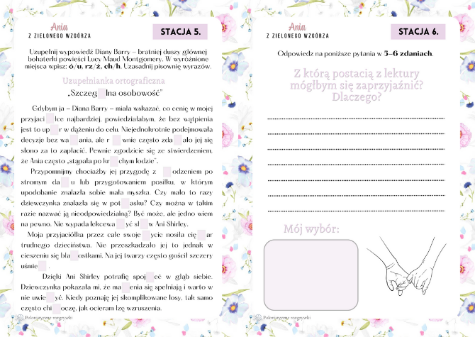 Ania z Zielonego Wzgórza. Stacje zadaniowe