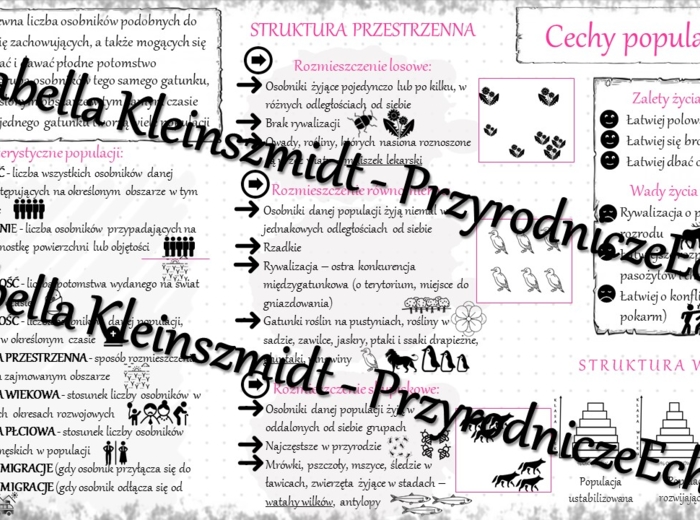 Sketchnotka - notatka „Cechy populacji” wykonana w power point do edycji. Biologia 8; „EKOLOGIA