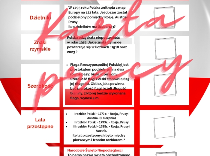 11 listopada - matematyczna karta pracy