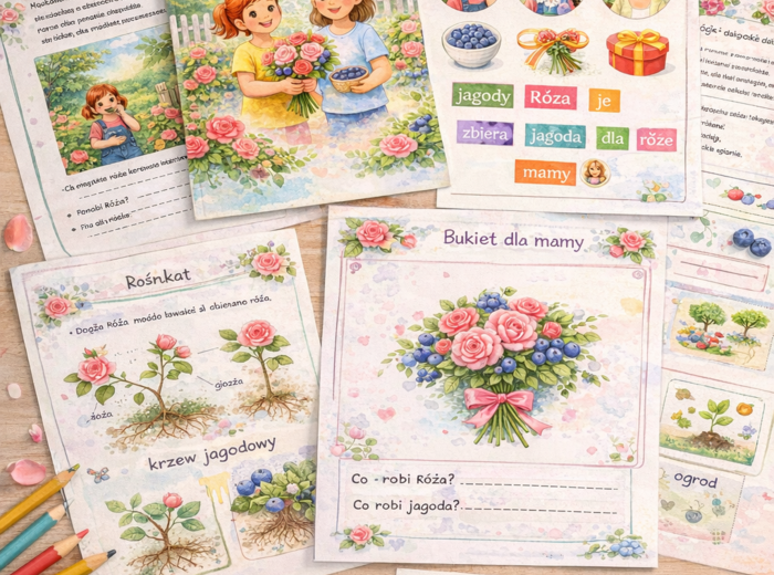 Róża i Jagoda – 20 kart pracy rozwijających czytanie i kreatywność