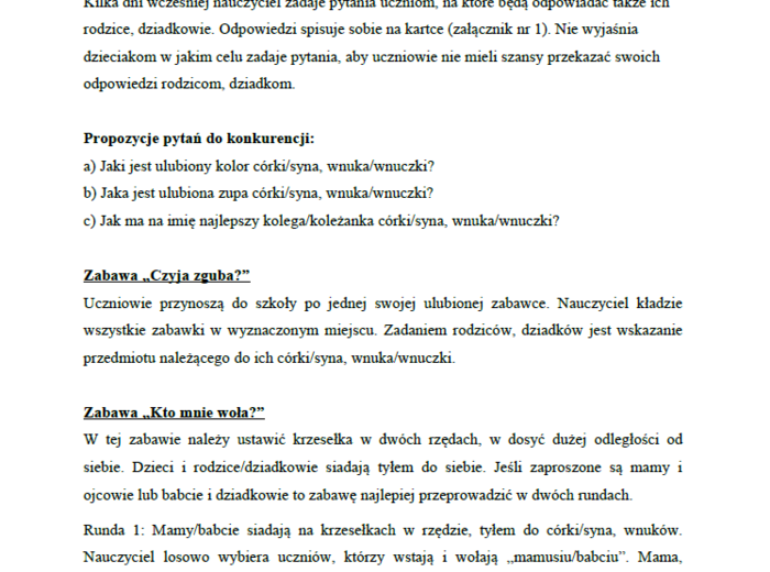Zabawy i konkursy na „Dzień Rodziny”, „Dzień Mamy”, „Dzień Taty”, „Dzień Babci i Dziadka” – pomoce dla nauczyciela