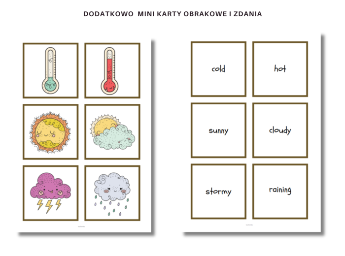 Karta Pracy Pogoda Weather, pory roku, nazwy miesięcy i dni tygodnia