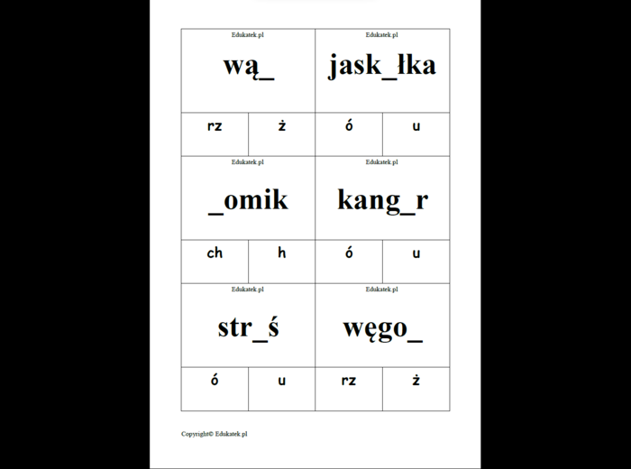 Klamerkowa ortografia – zwierzęta (mini pakiet)