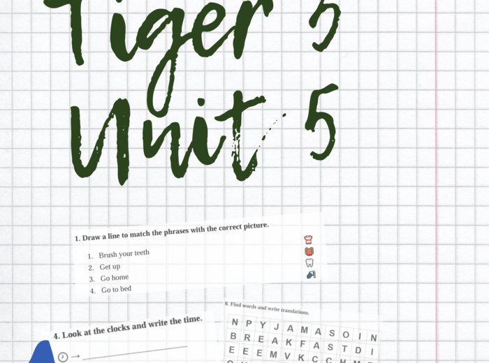 Karta pracy, sprawdzian Tiger and Friends 3 unit 5