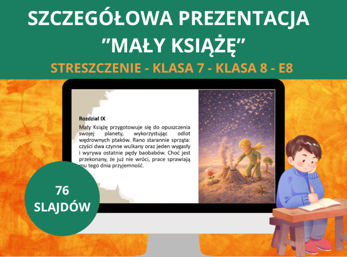 Mały Książę – prezentacja – szczegółowe opracowanie, streszczenie, czas akcji, miejsce akcji, rodzaj literacki, gatunek literacki – egzamin ósmoklasisty z języka polskiego (E8)
