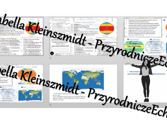 Minizestaw na temat „Strefy oświetlenia Ziemi” – sketchnotka + karta pracy w power point + gratisowy link do prezentacji multimedialnej niekomercyjnej wykonanej w genial.ly do indywidualnego pobrania i użycia do celów niekomercyjnych. Geografia 6, „Ruchy