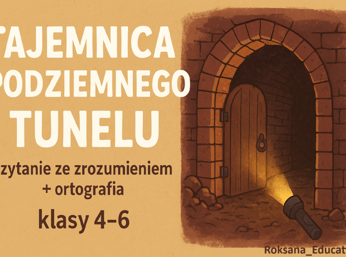 🔦 „Tajemnica podziemnego tunelu” – karty pracy do czytania ze zrozumieniem i ortografii (klasy 4–6)