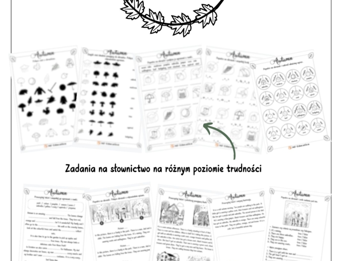 Autumn – karty pracy jesienne do nauki j. angielskiego