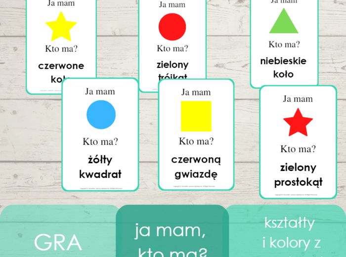 Ja mam, kto ma? - kształty + kolory z napisami
