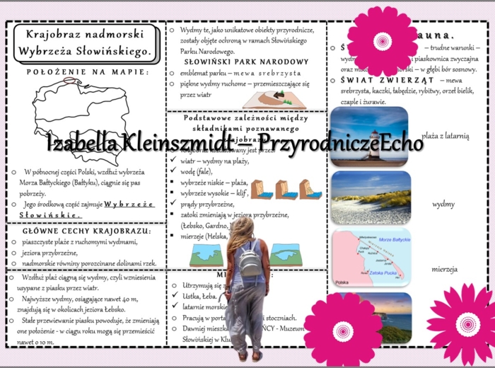Sketchnotka - notatka „Krajobraz nadmorski Wybrzeża Słowińskiego” wykonana w pdf. Geografia 5; „Krajobrazy Polski”