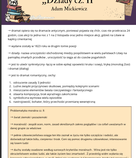 Opracowanie ,,Dziady I, III, IV"