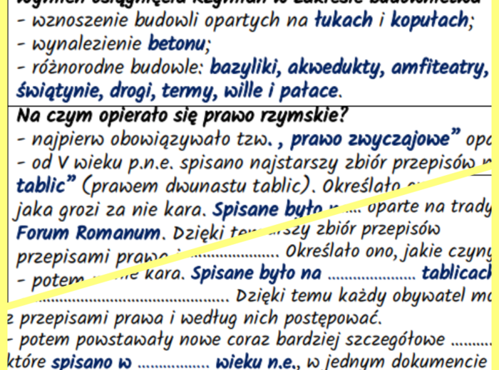 Osiągnięcia Rzymian – notatki i karta pracy + bonus