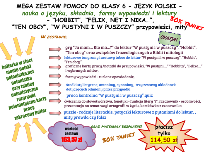 Zestaw do klasy 6 - język polski 
