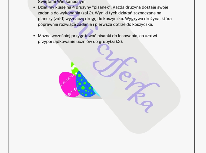 Wyścig pisanek - działania pisemne