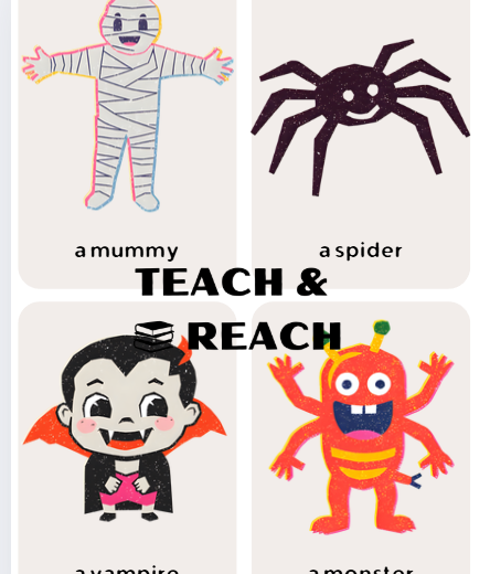 Halloween flashcards kolorwanki dla przedszkolaków angielski