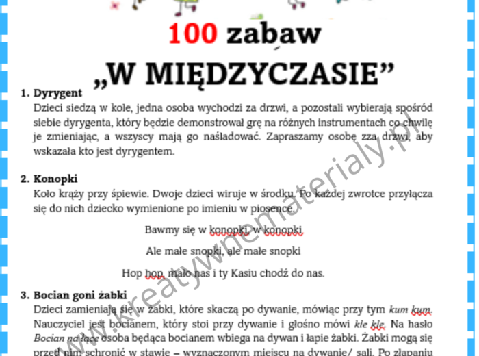 100 zabaw "W MIĘDZYCZASIE"