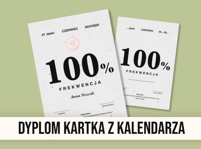 Dyplom za 100% frekwencję