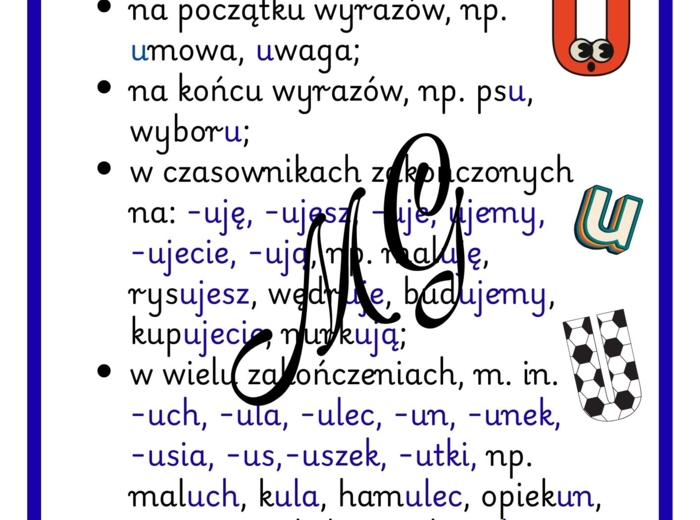 Zasady pisowni u i ó