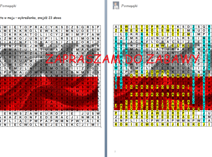 ?❤Wykreślanka - majówka - Święto Konstytucji 3 Maja Historia