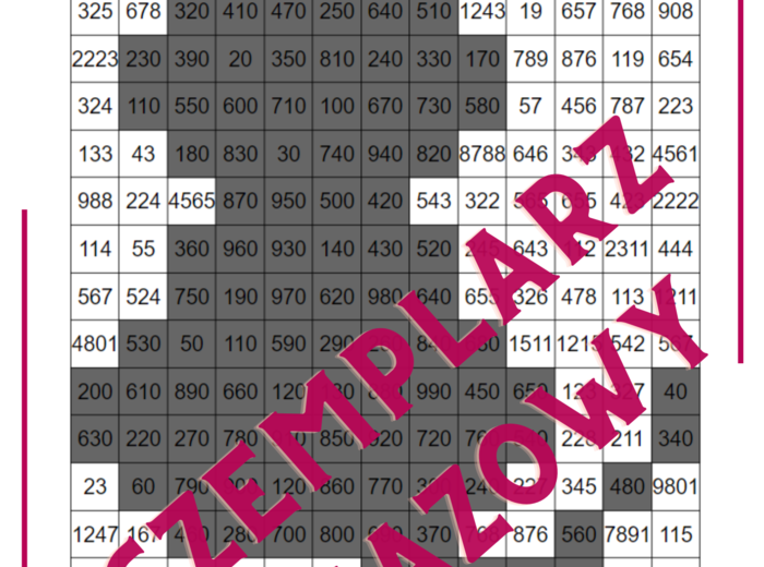 Kolorowanka - kodowanka - podzielność liczb przez 10