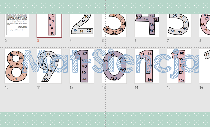 Wielokrotności od 1 do 12 w wersji kolorystycznej Różowe Boho.