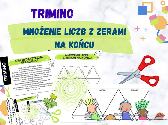 Mnożenie liczb z zerami na końcu – układanka trimino