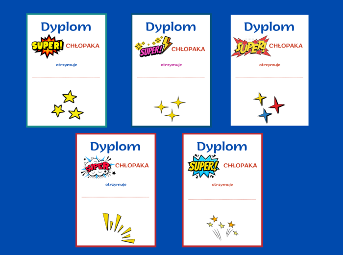 DZIEŃ CHŁOPAKA – dyplomy – 10 wersji