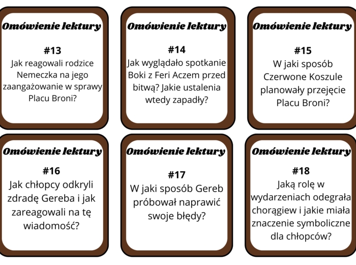 "Chłopcy z Placu Broni" - karty dyskusyjne