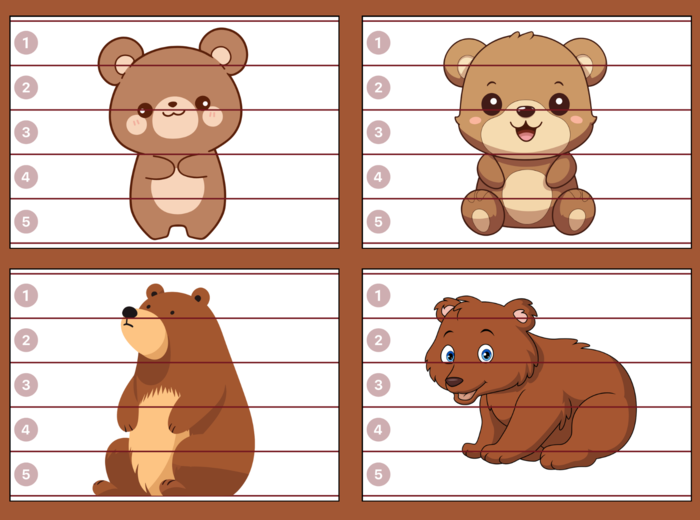 DZIEŃ NIEDŹWIEDZIA – puzzle – biblioteka – świetlica – przedszkole – 12 wersji