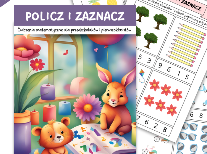 Zadania Matematyczne dla Przedszkolaków i Pierwszoklasistów: POLICZ I ZAZNACZ - 24 zadania