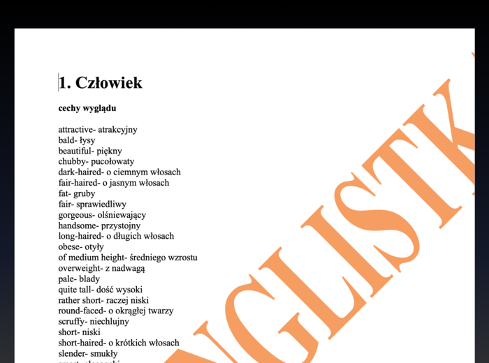 Człowiek - bogaty słowniczek+ aż 50 pytań do konwersacji z uczniami+ ZESTAW do matury ustnej (3 zadania)