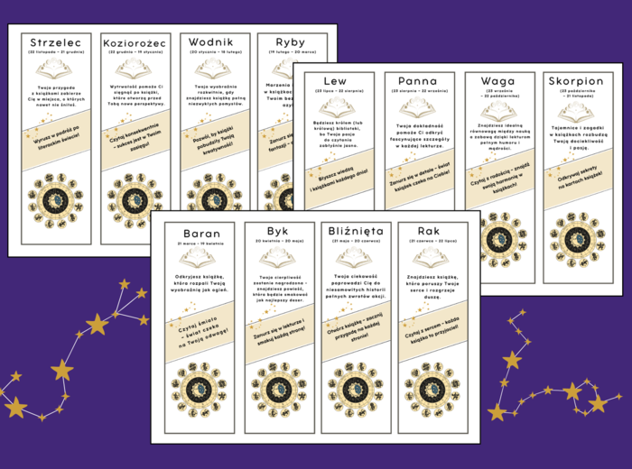⭐ Książkowy horoskop – motywacyjne zakładki dla uczniów ⭐- andrzejki - biblioteka - zajęcia z wychowawcą - świetlica - wersja 1
