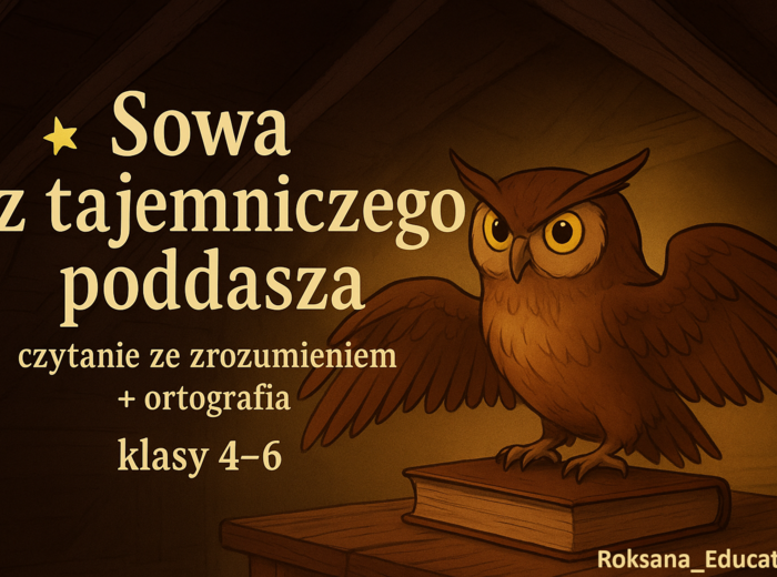 🦉 „Sowa z tajemniczego poddasza” – karty pracy do czytania ze zrozumieniem i ortografii (klasy 4–6)