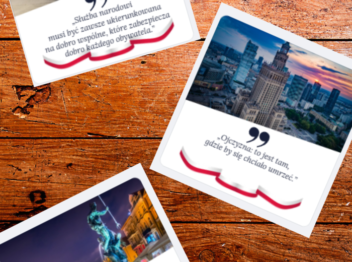 11 Listopada - gazetka, cytaty, 15 plansz, polskie miasta