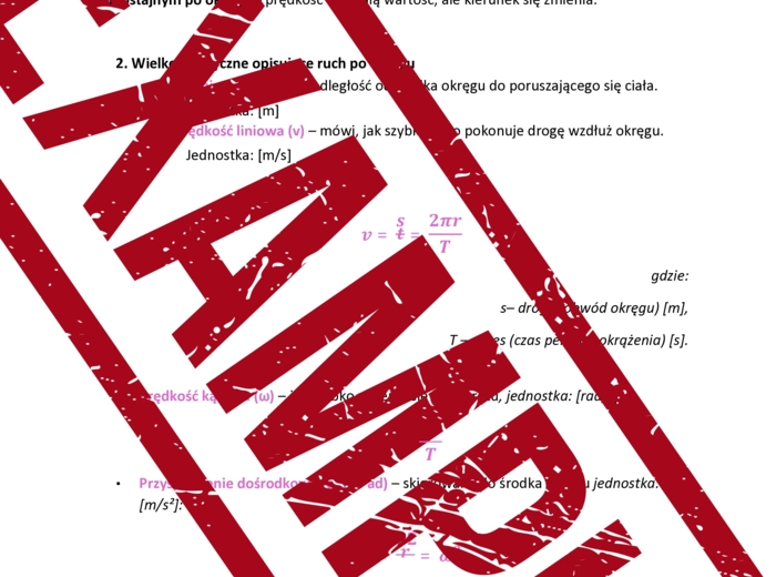 Notatka + zadania z odpowiedziami: Ruch po okręgu
