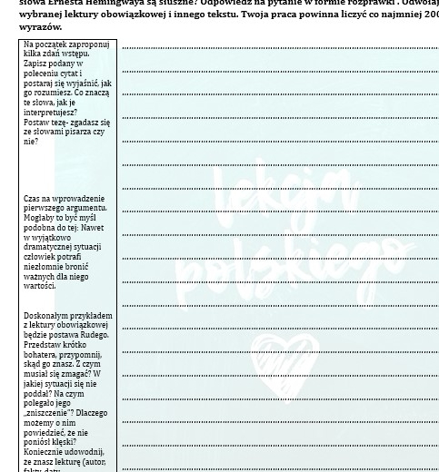 ROZPRAWKA KROK PO KROKU, ROZPRAWKA Z DRABINKĄ KONTROLNĄ