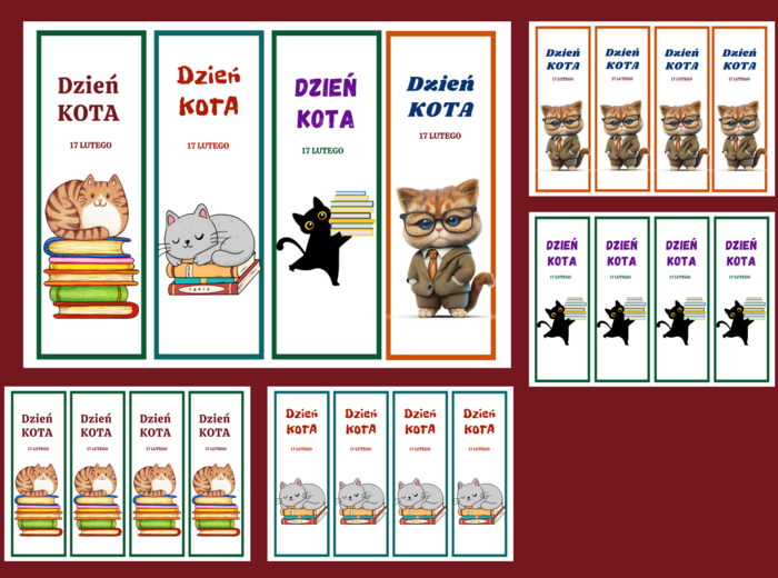 DZIEŃ KOTA – zakładki do książek – zakładka – biblioteka – świetlica – wersja 2