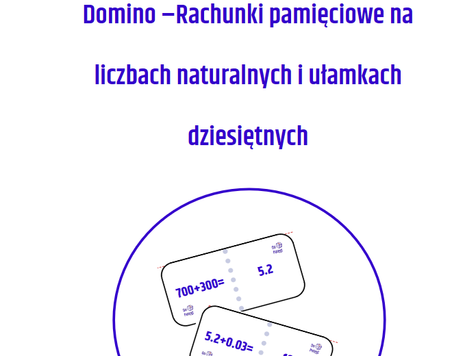 Domino liczby naturalne  i ułamki dziesiętne