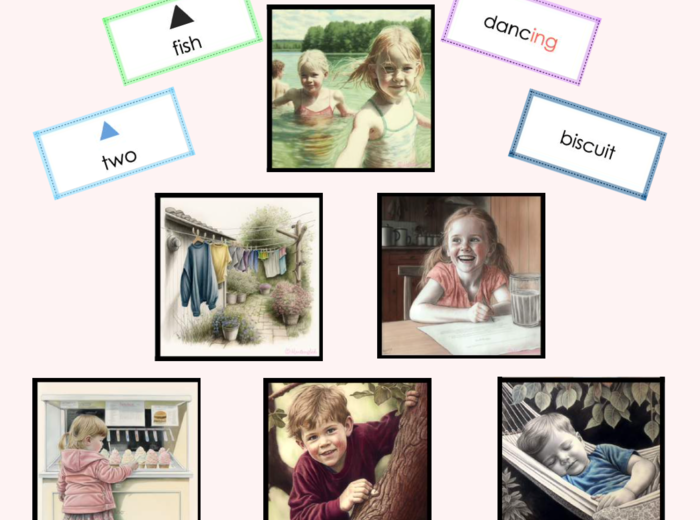 Picture description with Montessori grammar symbols: SET 2