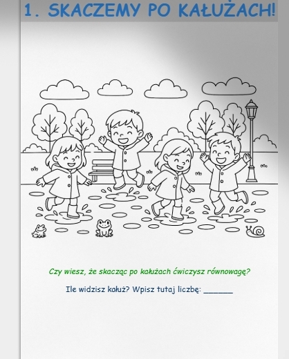 Kolorowanka: "Co robimy gdy pada deszcz?"