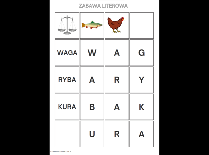 Zabawa literowa - nauka czytania